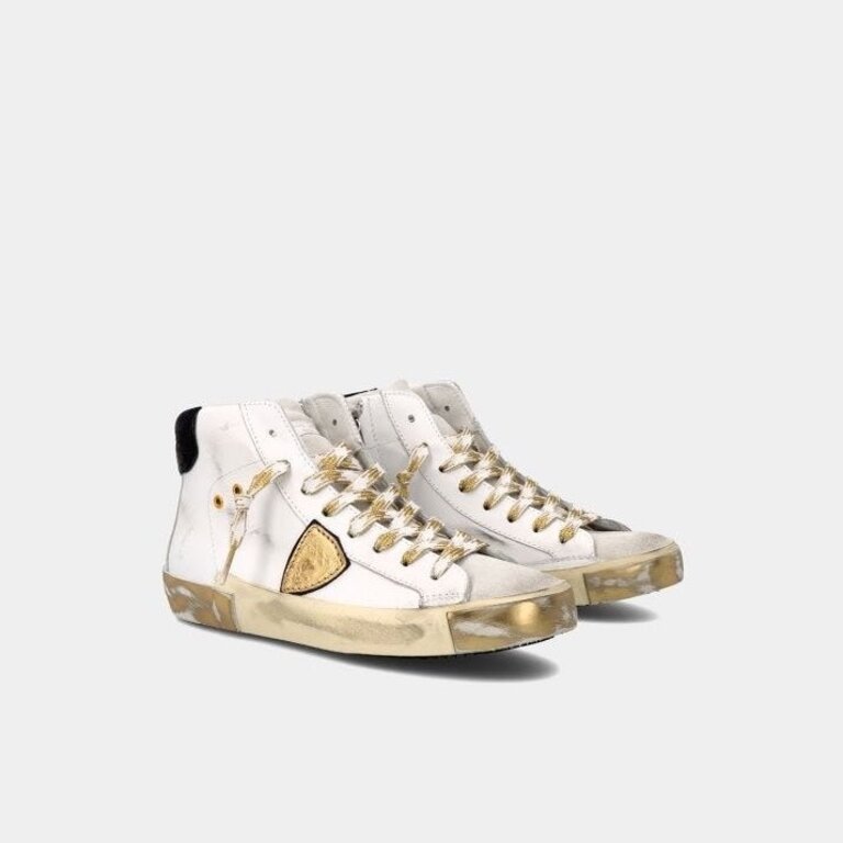 Philippe Model Paris High Women's Sneakers White And Gold