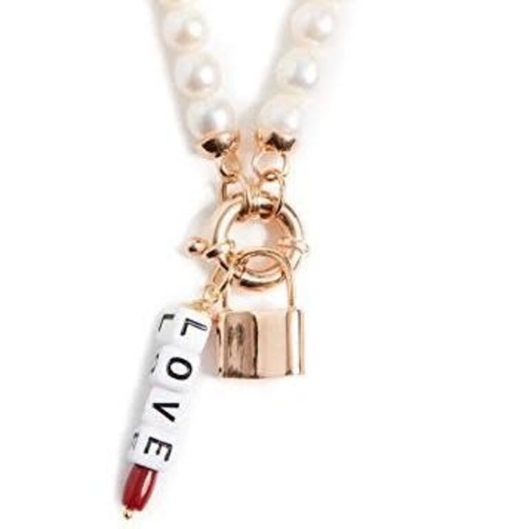 Maison Irem Pearl Love Locket Necklace