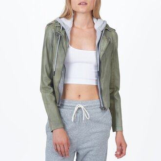 Jakett Molly Patina Leather Jacket Army Heather