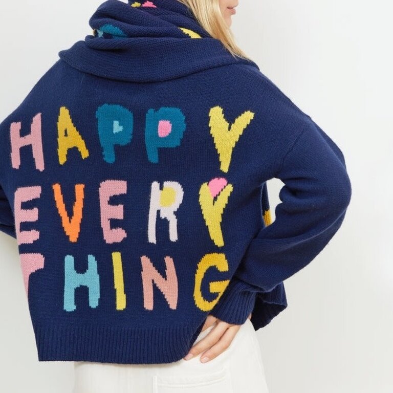 Kerri Rosenthal Boyfriend Pullover Sweater Happy Everything Night Sky