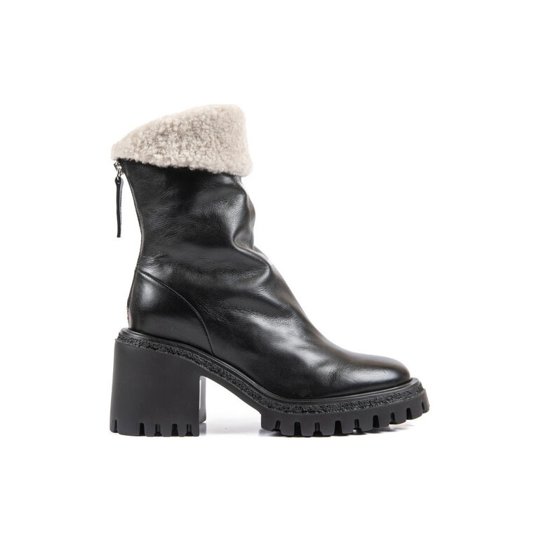 Halmanera Black Leather Boot w/ Shearling Lining