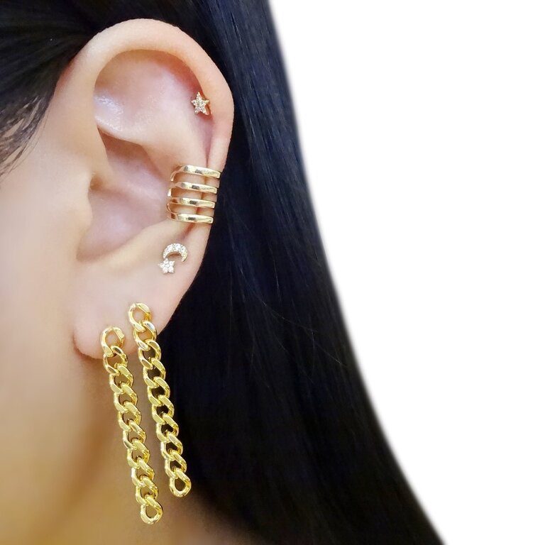 Kikichic Curb Chain Long Earrings Gold