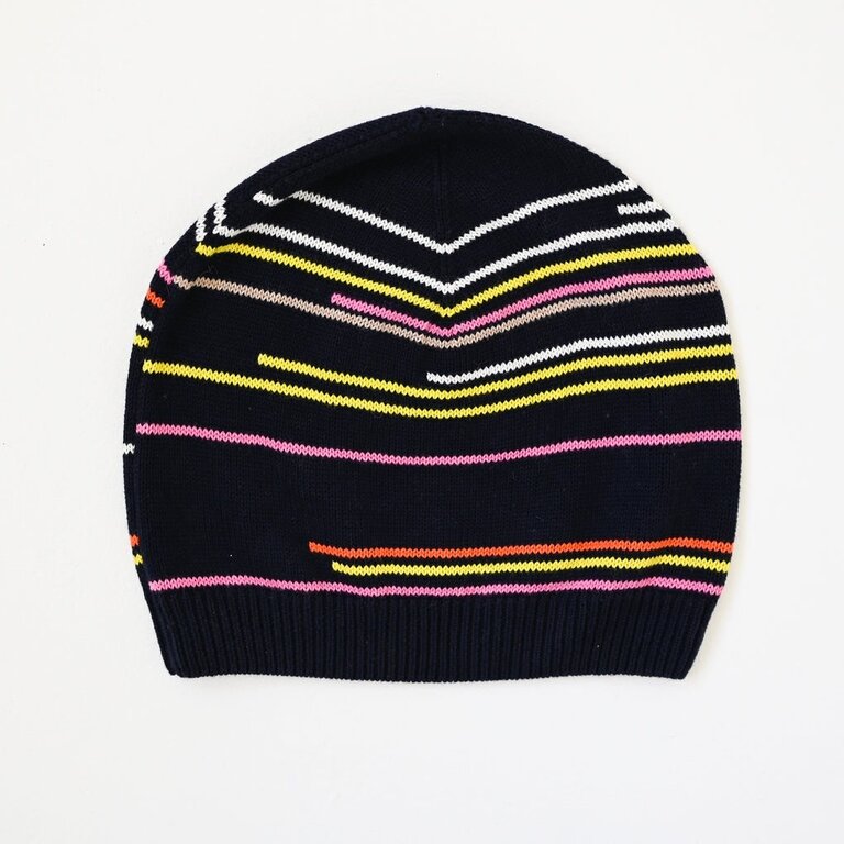 Kerri Rosenthal Beanie Hat Edited Stripe Indigo