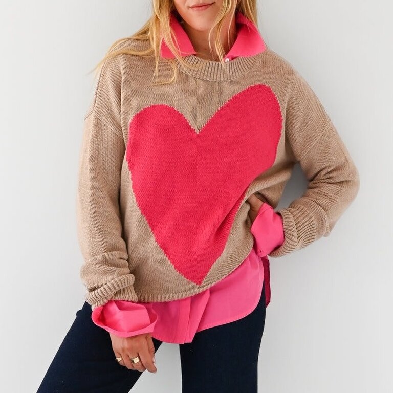 Kerri Rosenthal Benton Sweater Imperfect Heart Taupe