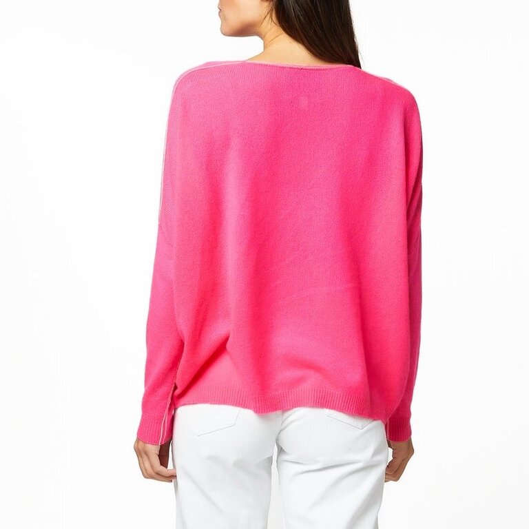 Kerri Rosenthal Camille V Neck Sweater Neon Pink
