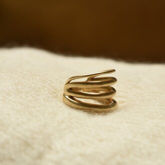 864 Designs Stacked Brass Ring Size 7 RI-K-78