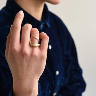 864 Designs Chunky Double Brass Ring Size 7 RI-K-86