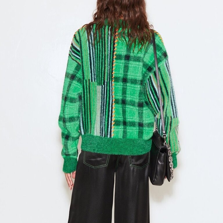 Calder Sweater Green Plaid/Stacked Striped