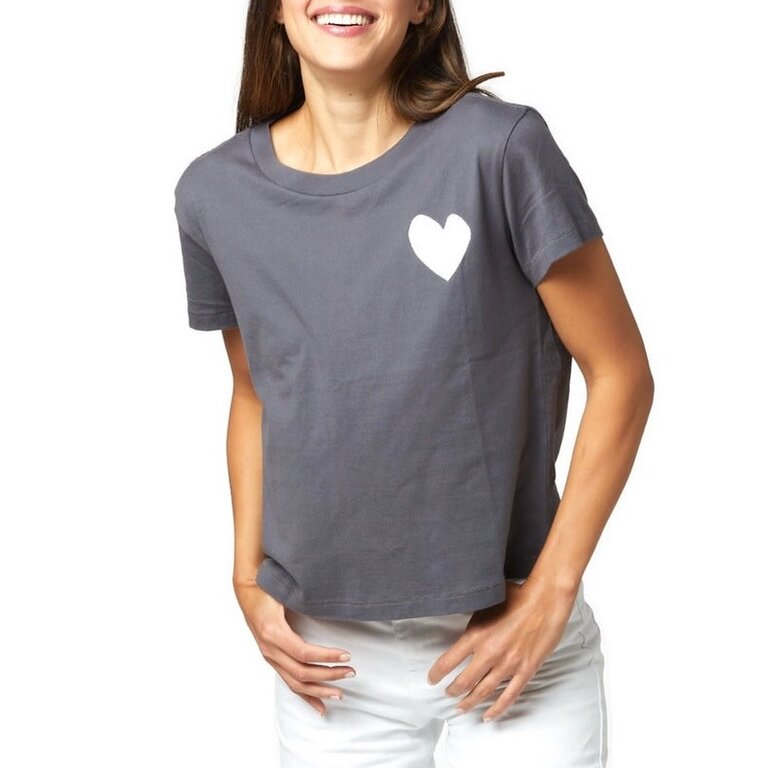 Kerri Rosenthal The Suke Tee Contrast Imperfect Heart Faded Carbon