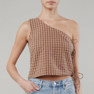 Still Here Amelia Top Pecan Gingham