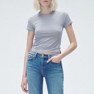 Rag & Bone Luca Stripe Baby Tee Black & White