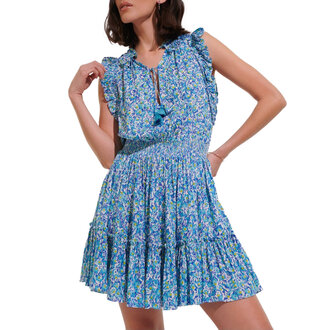 Poupette St Barth Mini Dress Triny Blue Ocean Flowers