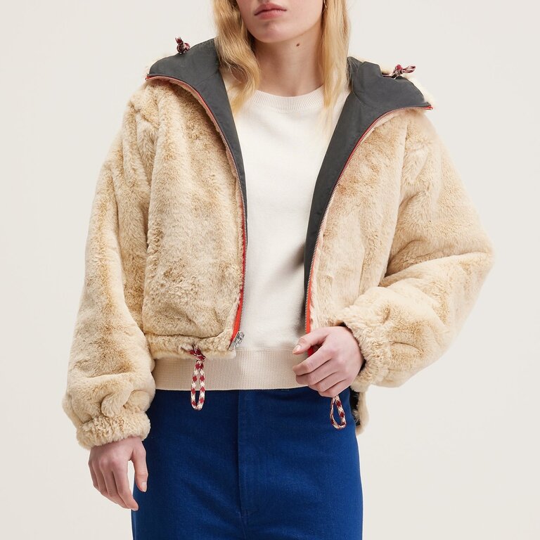 Belle rose Reversible Jacket - Pirate/Cream Faux Fur