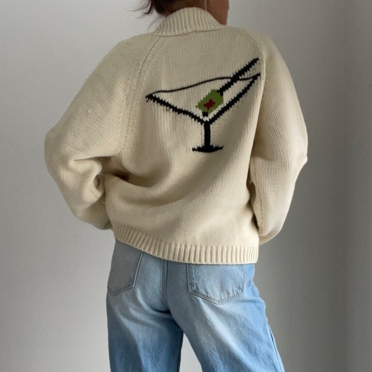 Pink Pineapple Varsity Martini Cardigan