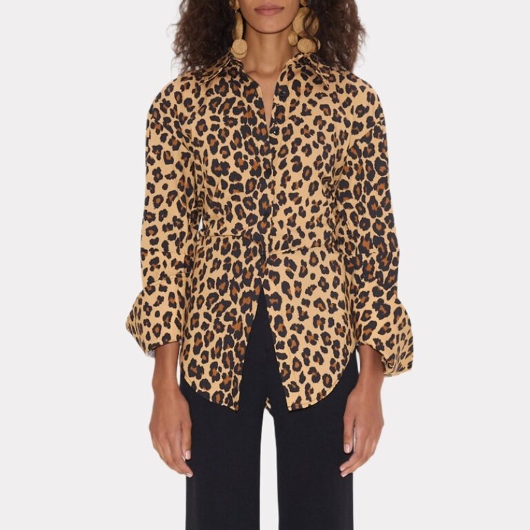 Simon Miller Loch Poplin Button Up In Leopard