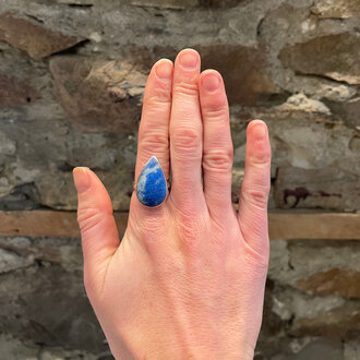 Society Jewelry Everyday Collection Sterling Silver Adjustable Ring Blue Lapis