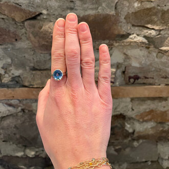 Society Jewelry Everyday Collection Sterling Silver Mystic Blue Topaz Ring 7