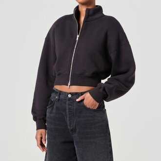 Agolde Asta Zip Sweatshirt In Black