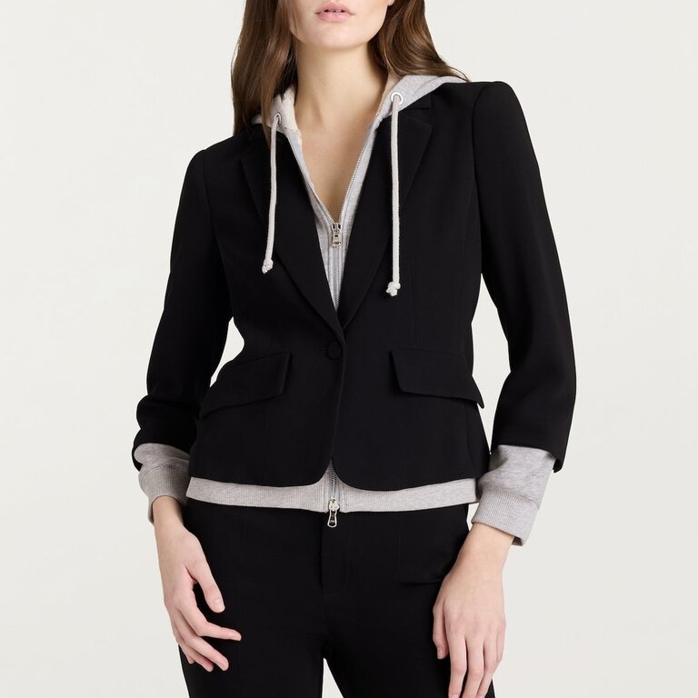 Cinq a Sept Zip Up Le Petit Khloe Blazer Black And Heather Grey