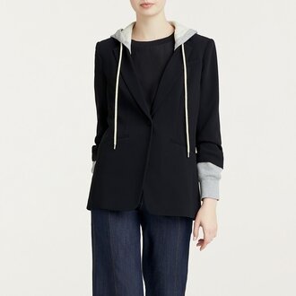 Cinq a Sept Hooded Khloe Blazer Black And Heather Grey