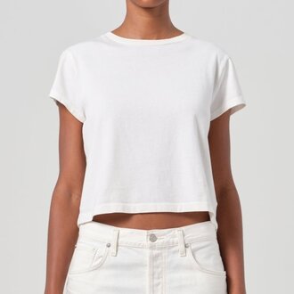 Agolde Adine Shrunken Tee White Ash