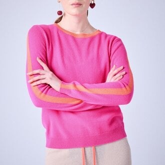 Absolut Cashmere Carlina Sweater Neon Hot Pink And Pomelo