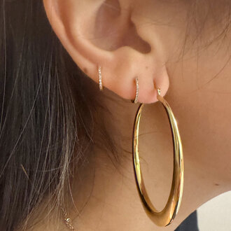 Society Jewelry Fine 10K Oval Graduated Hoop Earrings