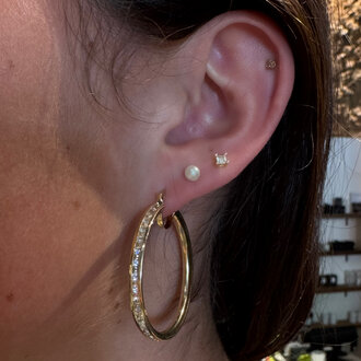 Society Jewelry Fine 10K Thicker Simulated Stone 1.5" Hoop Earrings