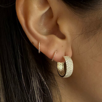 Society Jewelry Fine 10K Simulated Pave Stone Thick .75" Click Back Earrings