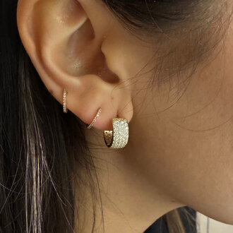 Society Jewelry Fine 10K Simulated Pave Stone Thick .5" Click Back Earrings