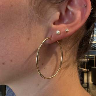 Society Jewelry Fine 10K Thin 1.75" Hoop Earrings