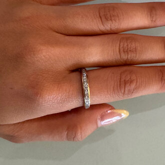 Society Jewelry Fine 14K Channel Set Diamond Stacking Ring