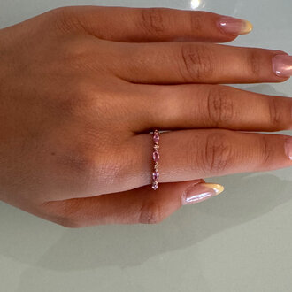 Society Jewelry Fine 10K Pink Sapphire Geometric  Stacking Ring