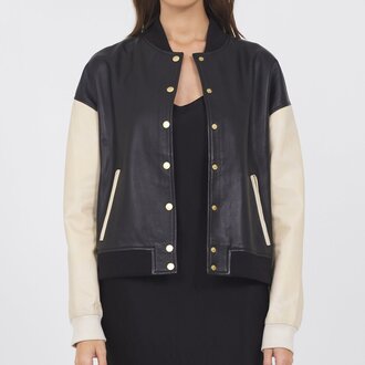 Jakett Mae Washed Leather Black And Cream