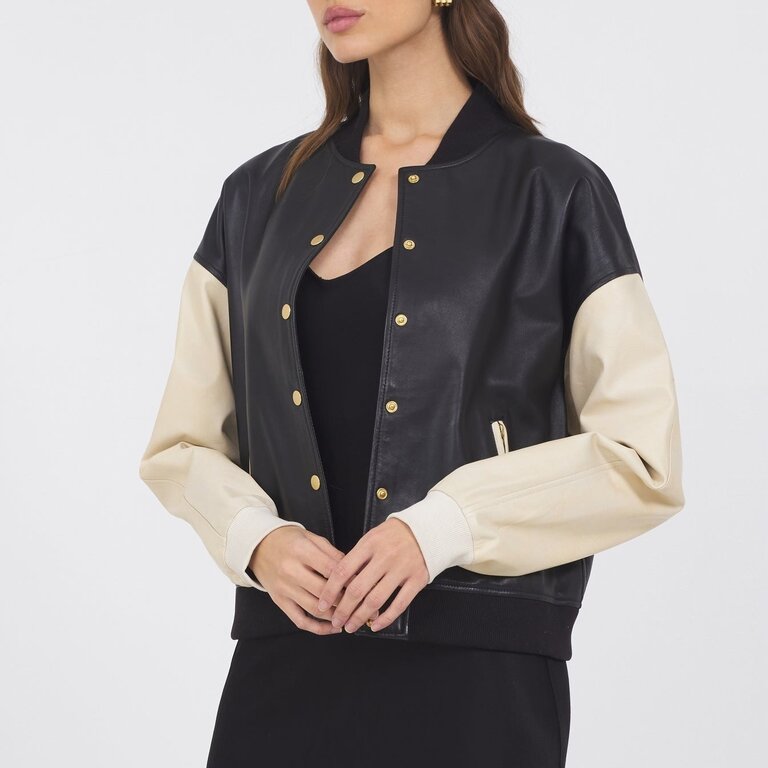 Jakett Mae Washed Leather Black And Cream
