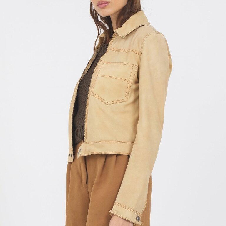Jakett Hayden Waxed Suede Jacket In Chamois
