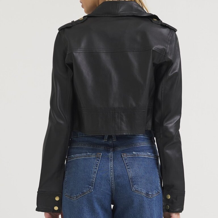 Jakett Erin Burnished Leather Jacket Black And Gold