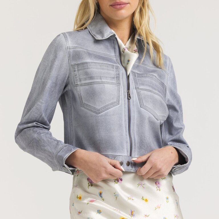 Jakett Hayden Patina Leather Jacket Blueberry