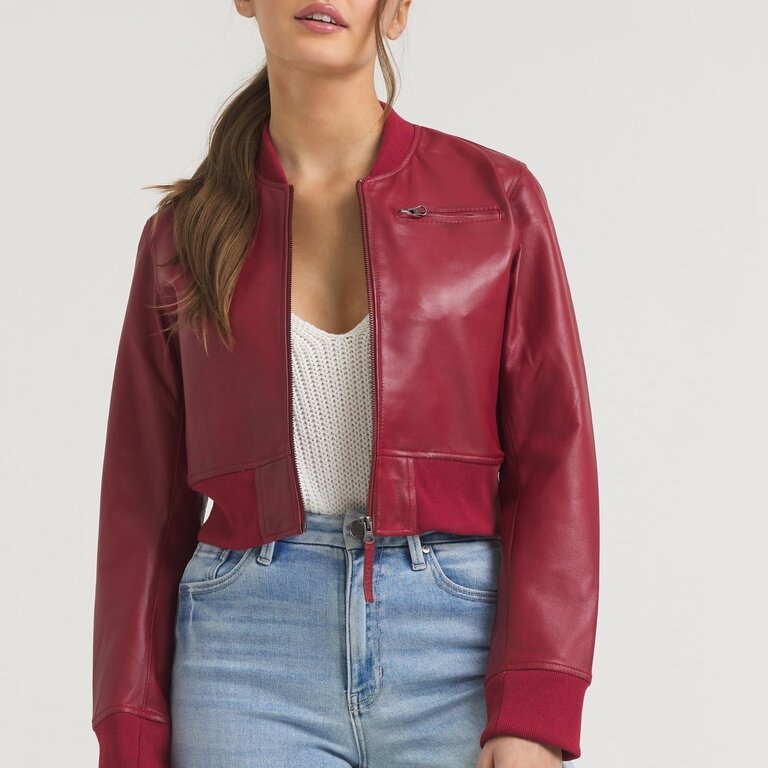 Jakett Collins Stonewash Leather Jacket Red