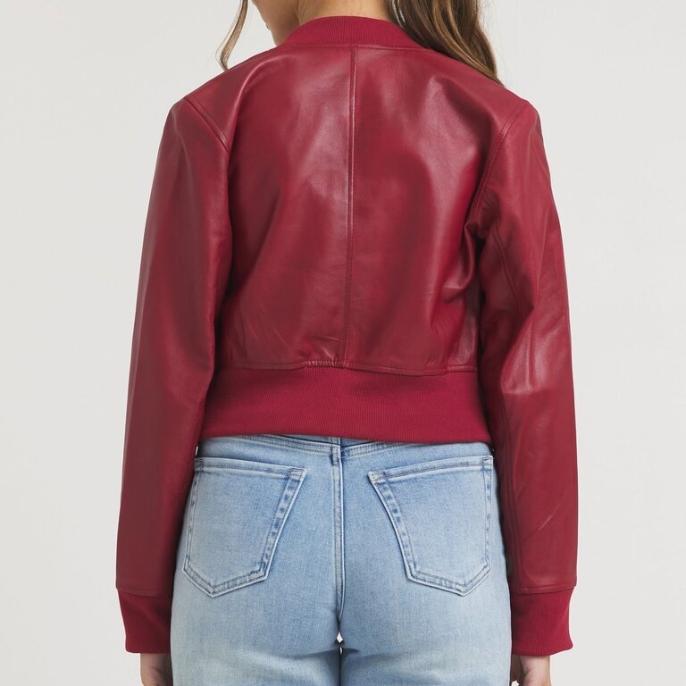 Jakett Collins Stonewash Leather Jacket Red