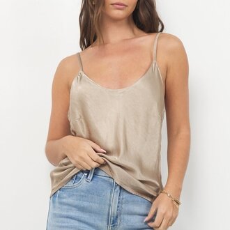 LA Made Cecilia Silky You Back Tank Oak Bark