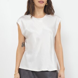 LA Made Oscar Satin Top Pewter