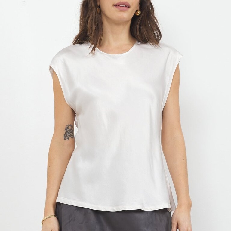 LA Made Oscar Satin Top Pewter