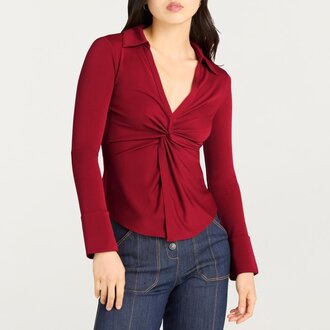 Cinq a Sept Matte Jersey Mckenna Top Bordeaux