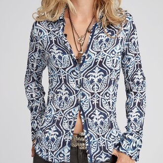 Cino Indigo Kimono Button Down Shirt Blue
