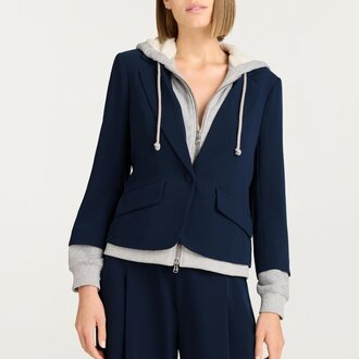 Cinq a Sept Zip Up Le Petit Khloe Blazer Navy And Heather Grey