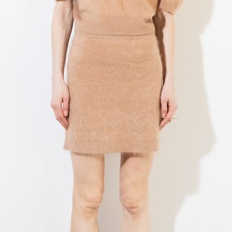 Pure Cashmere Brushed Cashmere Skirt Camel