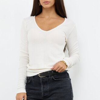 LA Made LS Thermal V-Neck Ecru