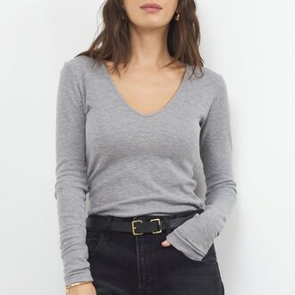 LA Made LS Thermal V-Neck Heather Grey