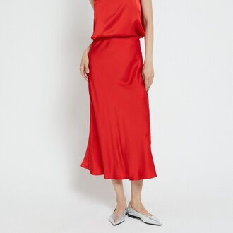 Ottodame Silky Maxi Skirt In Cherry Red